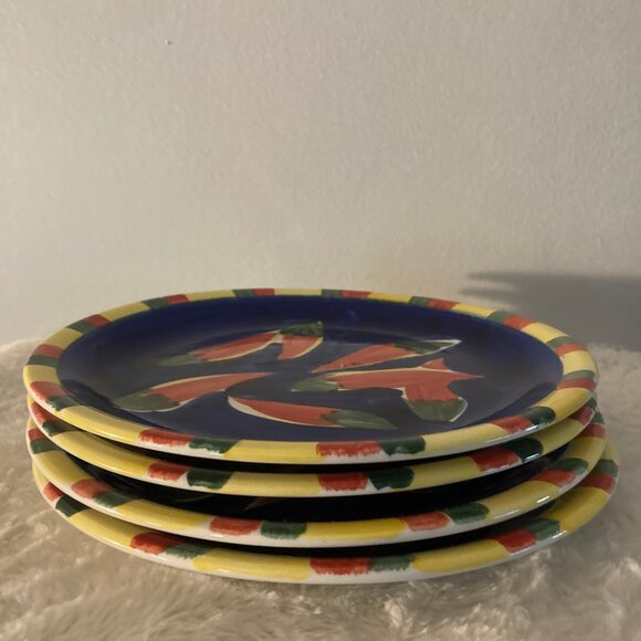 Emerald Collection Pattern E3C1 Hand Painted 10-1/4" Dinner Plates Set of (4) - Picture 2 of 4